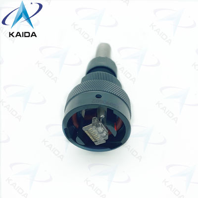 RJ45 USB Circular Connectors Spring Backshell Network Port Connector Black Anodized