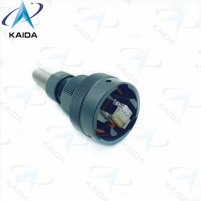 RJ45 USB Circular Connectors Spring Backshell Network Port Connector Black Anodized