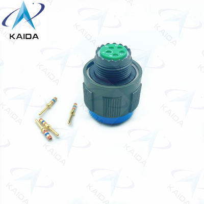 5-Male Contact Gold Crimp Plug Connector Threaded in Olive Green Cadmium Finish D38999/26WB05PN 8D Series