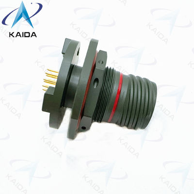 8D Series  500 Cycles Receptacle Short PCB Tail. 8D8711C11W35PN Olive Green Cadmium.Double Flange Jam Nut Receptale