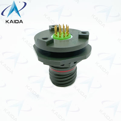 8D Series  500 Cycles Receptacle Short PCB Tail. 8D8711C11W35PN Olive Green Cadmium.Double Flange Jam Nut Receptale