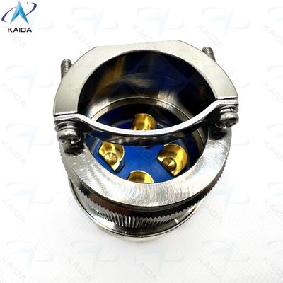 Electroless Nickel Shell Circular Electrical Connector 100A Current Rating For Heavy Duty Machinery.Designed  As Push-pull Locking Mechanism Rain-proof Dust-proof And Shielding Shell