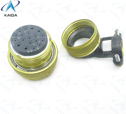 ZH23 Series Circular Electrical Connector Anodized Aluminum Shell for Industrial Applications。ZH23-19/24P-8-B with Elbow Cable Clamp.
