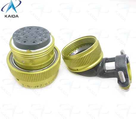 ZH23 Series Circular Electrical Connector Anodized Aluminum Shell for Industrial Applications。ZH23-19/24P-8-B with Elbow Cable Clamp.