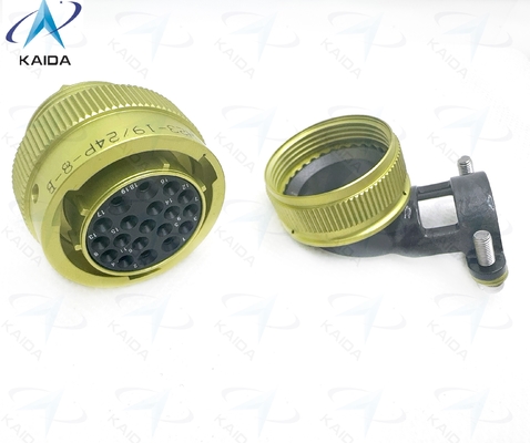 ZH23 Series Circular Electrical Connector Anodized Aluminum Shell for Industrial Applications。ZH23-19/24P-8-B with Elbow Cable Clamp.